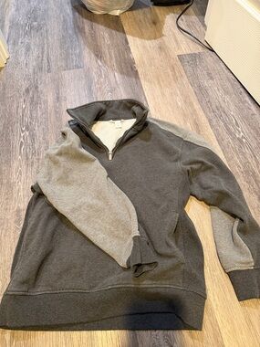 Athleta Two-Tone Gray Quarter-Zip Pullover